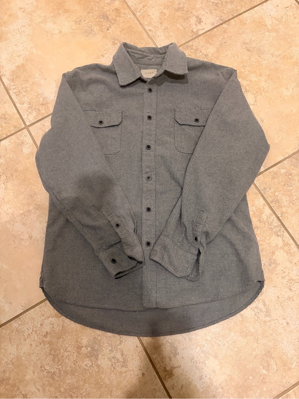 Jachs Men's Gray Button-Front Shirt Jacket